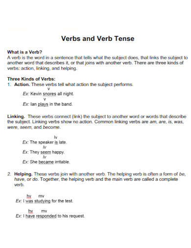 verbs and verb tense