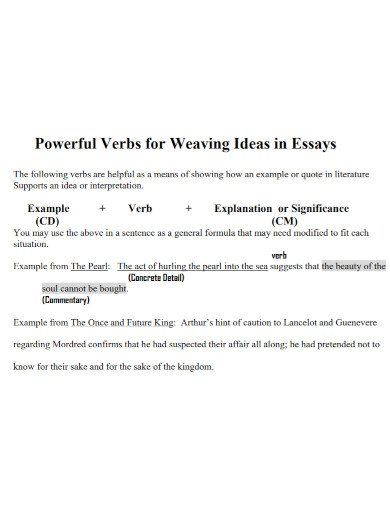 verbs for weaving ideas in essays