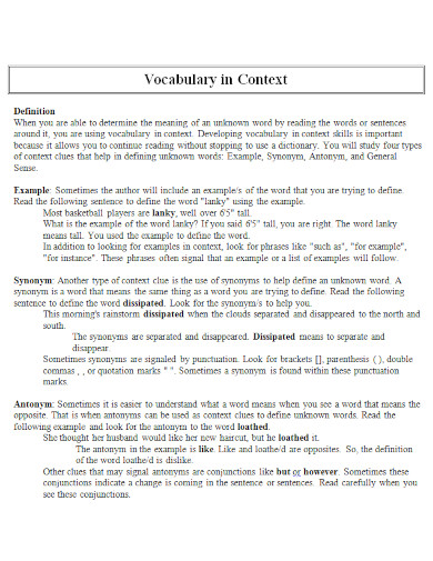 vocabulary synonyms in doc