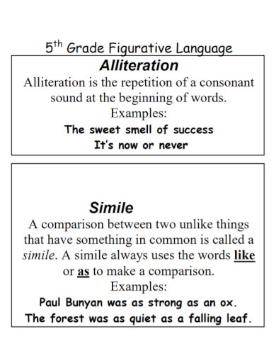 5 th grade figurative language