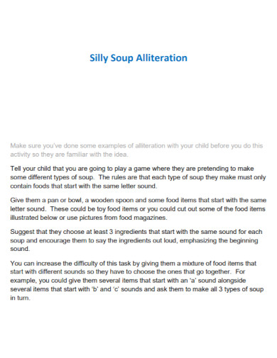 alliteration silly soup
