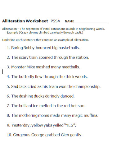 alliteration worksheet in doc