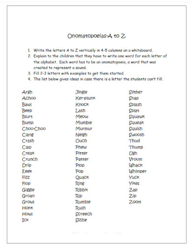 alphabets onomatopoeia