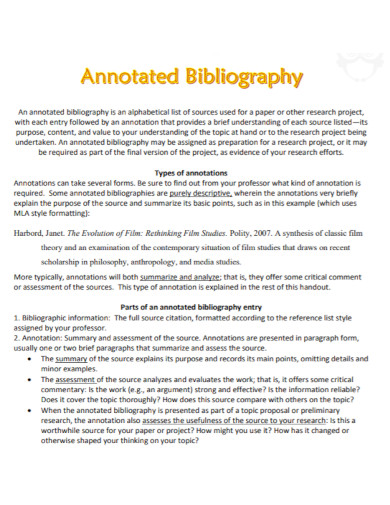 annotated bibliography alphabetical list