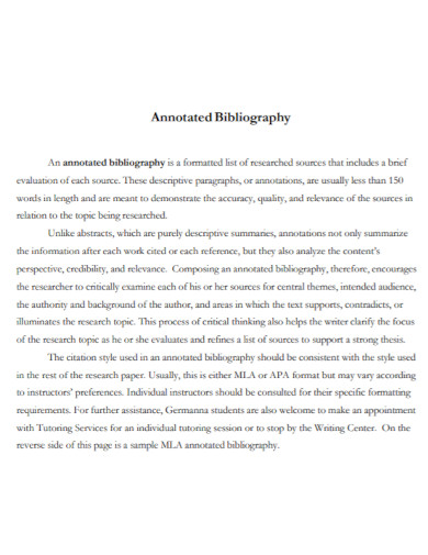 annotated bibliography evaluation