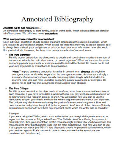 annotated bibliography notes