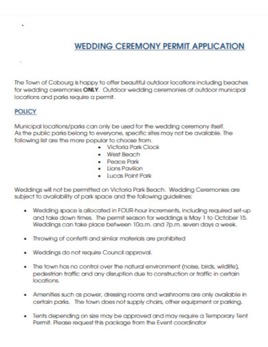 application for wedding program