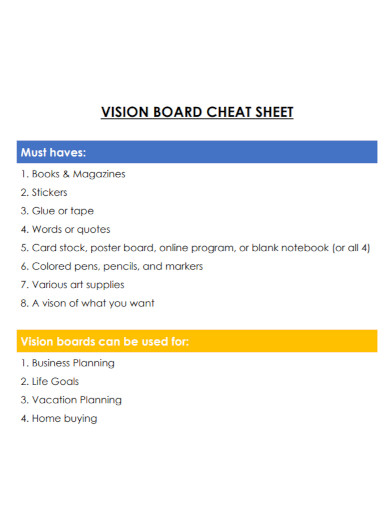 basic vision board sheet