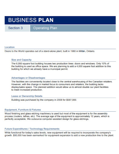 business operating plan
