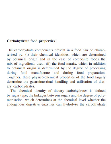 carbohydrates food properties