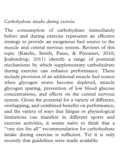carbohydrates intake during exercise