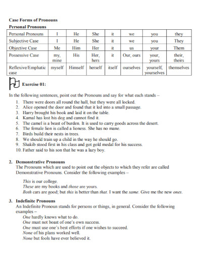 case forms of pronouns