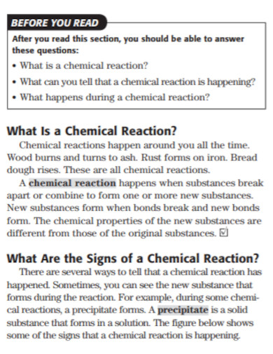 chemical change format