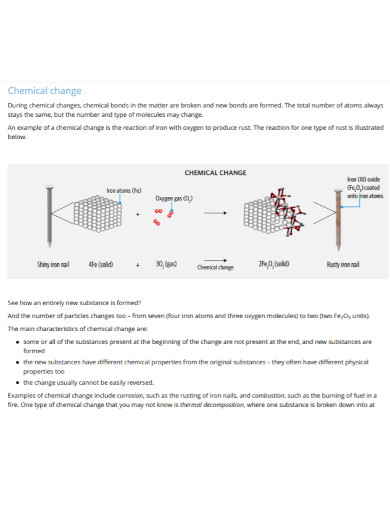 chemical changes handout