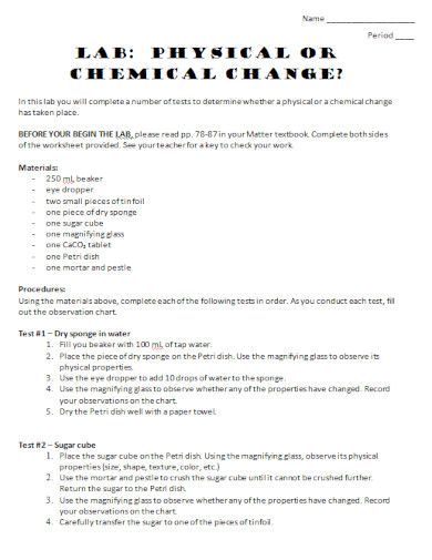 chemical changes in products