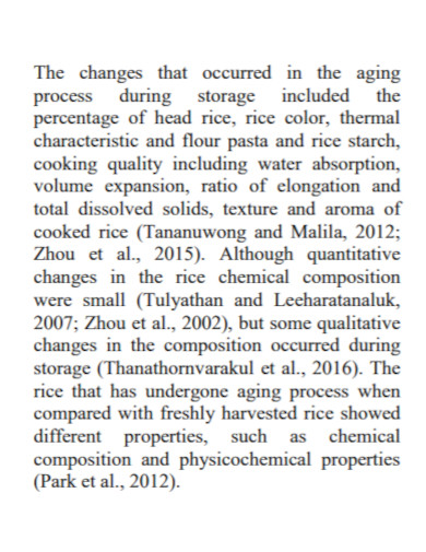chemical changes in rice