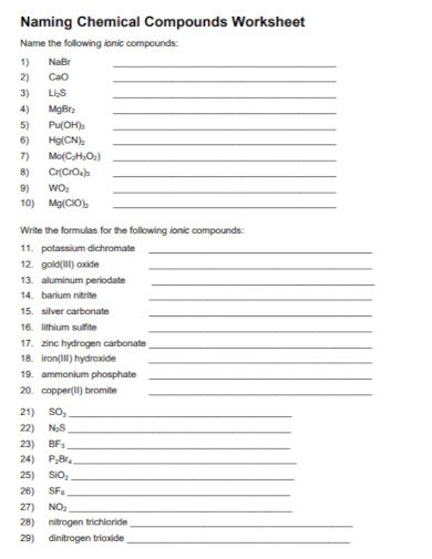 chemical compounds worksheet
