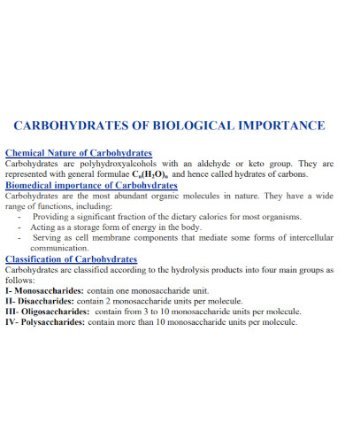 chemical nature of carbohydrate