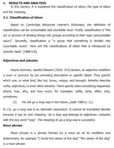 classification of idiom