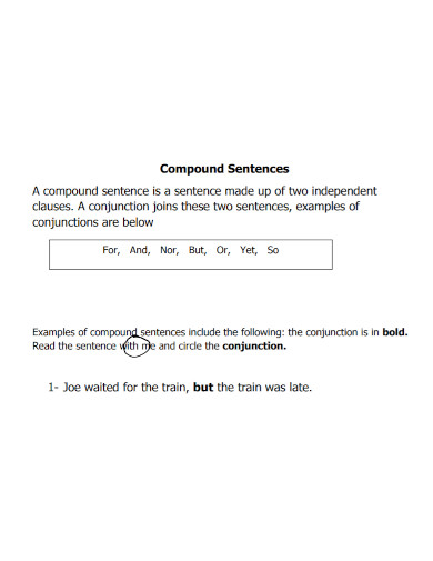 compound sentence literacy