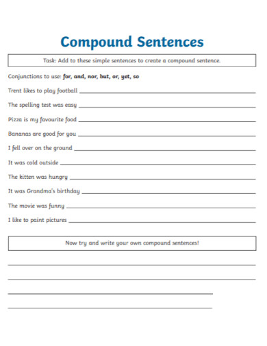 compound sentences assignment