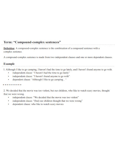 compound sentences terms