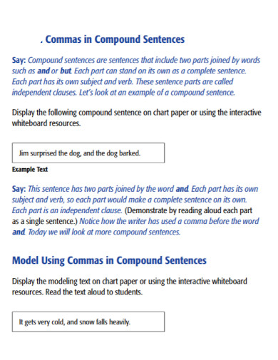 compound sentences with commas
