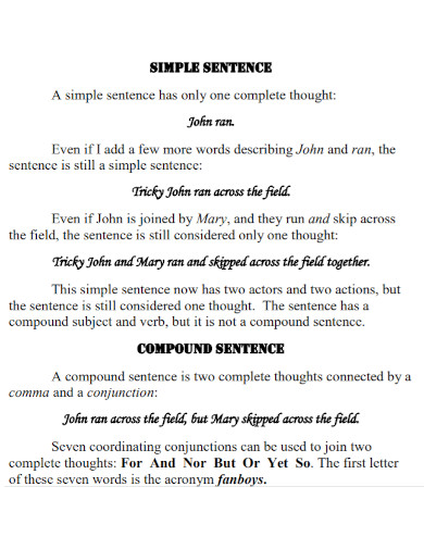 compound and simple sentences 