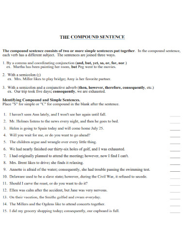 confidential compound sentences