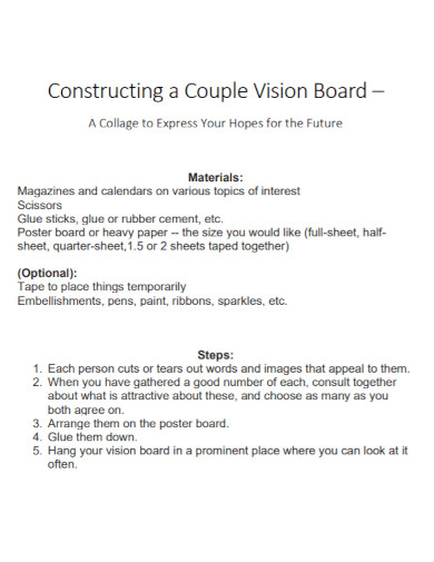constructing a couple vision board