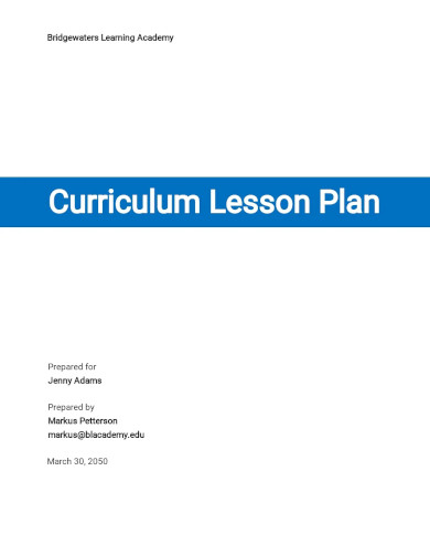 curriculum lesson plan template