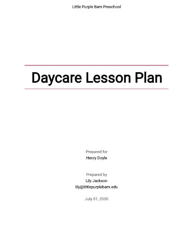 daycare lesson plan template