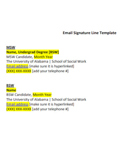 email signature line template