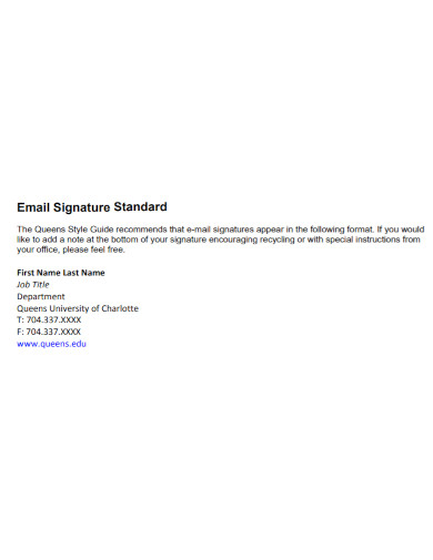 email signature standard example