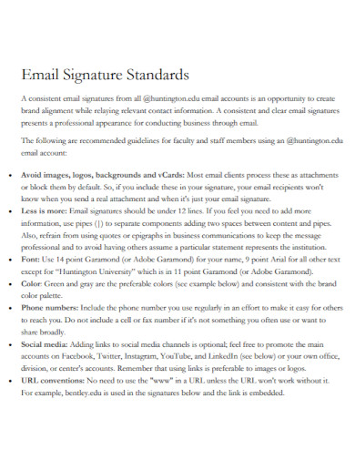 email signature standards