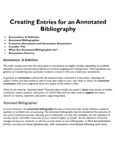 Annotated Bibliography - 100+ Examples, Format, Pdf | Examples