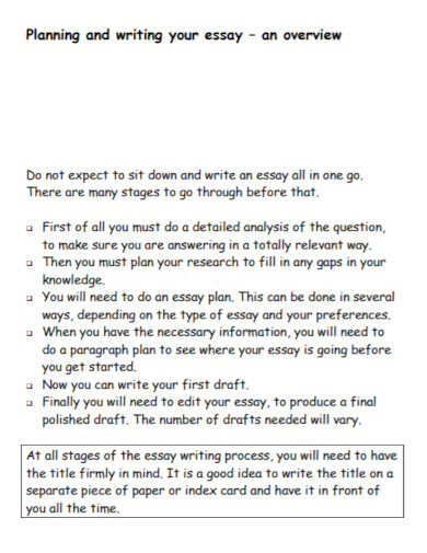 essay writing and planning
