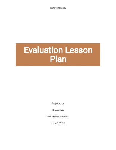 evaluation lesson plan template