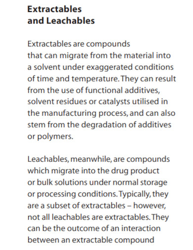 extractable and leachable compounds