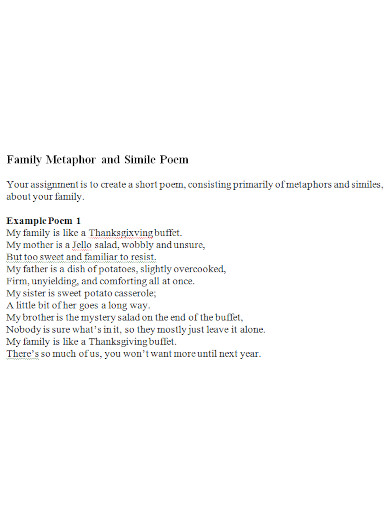 family simile poem