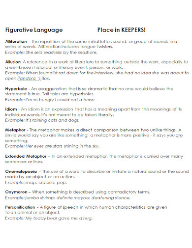 figurative language sample sheet1