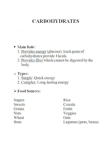 food sources carbohydrates