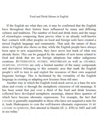 food and drink idioms in english