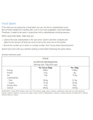 food labels carbohydrates