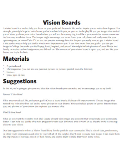 formal vision boards