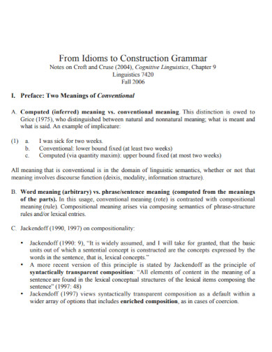 from idioms to construction grammar