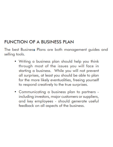function business plan