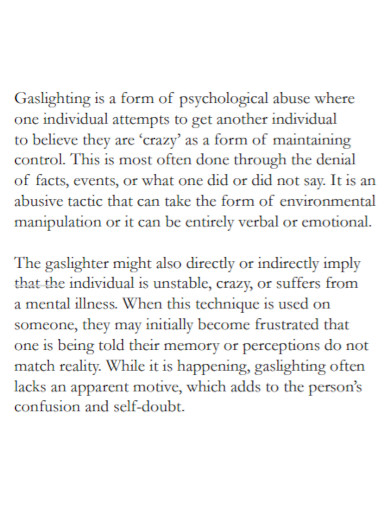 write an argumentative essay about gaslighting