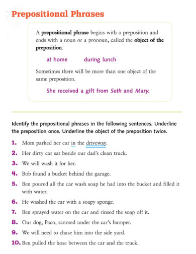 grammar prepositional phrases