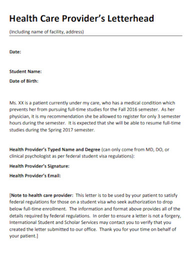 health care providers letterhead